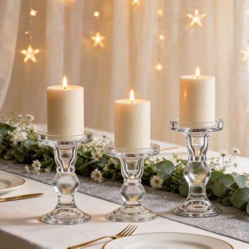 12 Pcs Glass Candle Holders, Clear Crystal Candlestick Holders for Pillar - Image 4