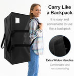VELVETSURE 12 Pack Heavy Duty Extra Large Moving Bags W/Backpack Straps - Strong Handles & Zippers, Storage Totes For Space Saving, Fold Flat, Alternative to Moving Box and Storage Bin, Black - Image 4