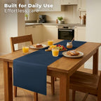 Easy Linen™ by D'Moksha, Linen-Look Texture, Recycled Fabric Table Runner, Navy Blue, 14 x 120 Inch, Wrinkle Resistant, Machine Washable - Fall, Everyday Dining - Image 3
