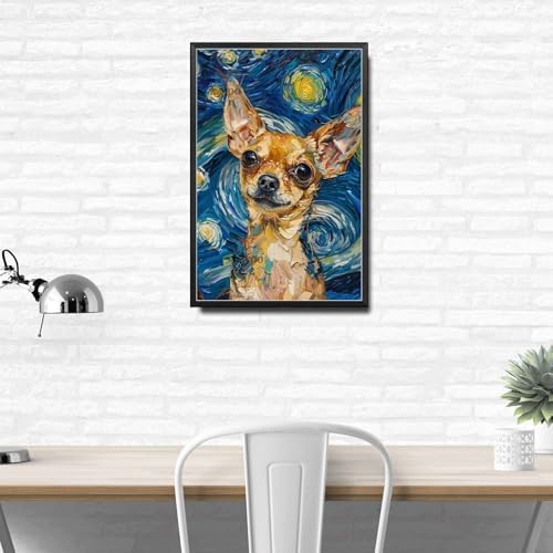Metal Sign Vintage Tin Sign Chihuahua Starry Night Yapper Spirited Chihuahua in A Celestial Sky for Home Apartment and Seasonal Displays Waterproof Aluminum 8×12 Inches with Metal Frame - Image 3