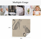 Black Wildlife Pattern Cloth Napkins Set of 8, Holiday Napkins for Baby Shower, Middle Century Leopard Print Beige Washable Reusable Dinner Napkin for Cocktail Wedding Party, 20 x 20 Inch - Image 4
