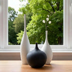 Relexome White Ceramic Vase Modern Wabi-Sabi Black Flower Vase Set of 3 Decorative Aesthetic Vases for Centerpieces Pampas Matte Minimalist Vases for Living Room Table Shelf Home Decor Gift - Image 3