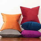 JUSPURBET 28x28 Velvet Decorative Throw Pillow Covers Set of 2,Red Wine - Image 2