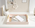 Kate and Laurel Lipton Decorative Tray with Polished Gold Metal Handles, Soft Pink - Image 6