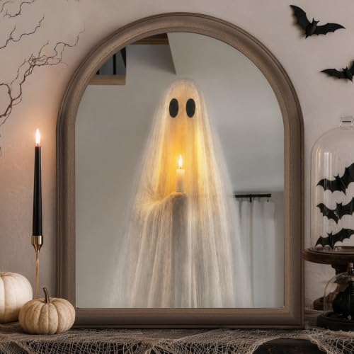 ORIENTAL CHERRY Halloween Decor - 11" x 13.8" Light Up Ghost Mirror by ORIENTALCHERRY