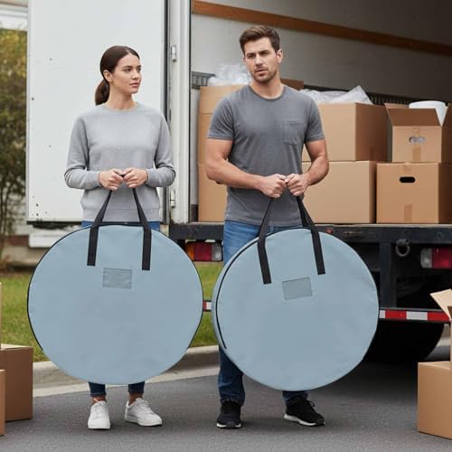 30 Inch Round Storage Bag 2 Pack,Blue Watercolor Waterproof Wreath Storage Container with Handles&Zipper Modern Minimalist Art Closet Organizer Bags Garland Box by Unknown