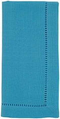 SARO LIFESTYLE Classic Hemstitch Cloth Napkins (Set of 12) - Elegant Everyday Dinner Napkins with Textured Fabric and Hemstitched Border for Dining Tables and Formal Entertaining, 22"x22", Turquoise by SaroLifestyle