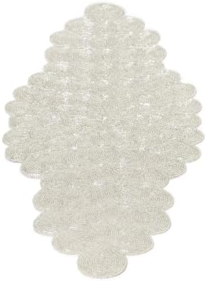 Elegant Hand Beaded Silver Table Runner 13x36 Accent Décor - Image 2