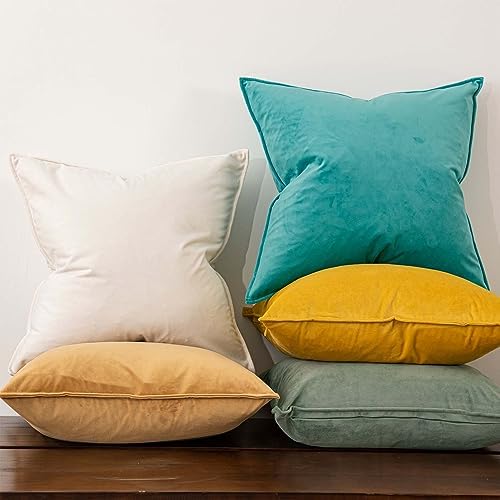 JUSPURBET 28x28 Velvet Decorative Throw Pillow Covers Set of 2,Cream White - Image 2