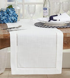 SARO LIFESTYLE Classic Hemstitch Table Runner - Elegant Everyday Table Runner with Textured Fabric and Hemstitched Border for Dining Tables and Formal Entertaining, 16"x90", Ivory - Image 3