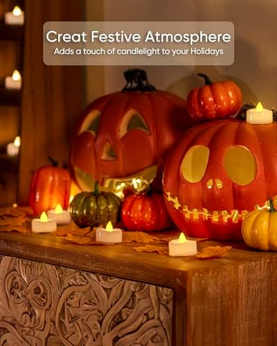 Merrynights Flameless Candles, 100-Pack Tea Lights Candles Battery Operated Bulk, Flameless Tealight Candles, LED Tea Lights for Christmas Halloween Wedding Fall Decor, 1.5'' D X 1.25'' H, Warm Yellow - Image 5