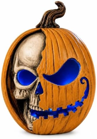 Led Light Up Jack O Lantern, Pumpkin Skull Halloween Decorations for Home by Bechivie
