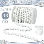 Giegxin 2 Pcs Wood White Christmas Bead Garland 66 Feet in Total Farmhouse - Image 3