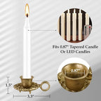 NIKKY HOME Vintage Gold Taper Candle Holders Set of 2, Handle & Drip Tray - Image 5