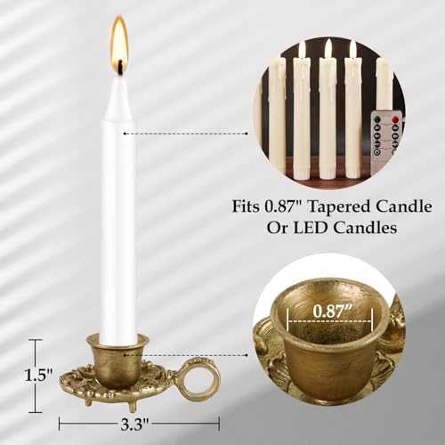 NIKKY HOME Vintage Gold Taper Candle Holders Set of 2, Handle & Drip Tray - Image 5