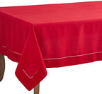 SARO LIFESTYLE Hemstitched Border Tablecloth, Red, 70"x160" by SaroLifestyle