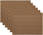 ZeeMart Linen Checked Farmhouse Placemats Set of 6, Roasted Brown 13x19in - Image 7