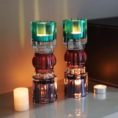 VOHO Tall Candle Holder Set of 2, Reversible Candle Holder Shades of Blue - Image 6