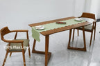 100% Natural Linen Rustic Scalloped Embroidery Table Runner 72 Inches Long, Linen Table Runner 14 x 72 Inch for Dresser and Dining Tables Decor, 4-6 Sets, 14''x72'', Sage Green(Edges-Gold) - Image 2