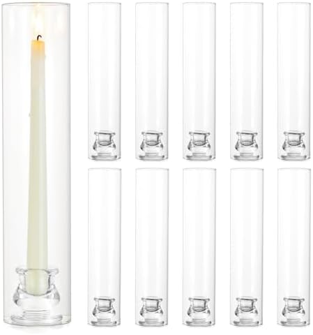 Hurricane Glass Candle Holders: 12" Tall Cylinder Cover Set of 10 by CreatedforWeddingsandHome