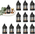 Mini Moroccan Lanterns with Flicker LED Candles Set of 12, Black Vintage Decorative Hanging Lanterns for Ramadan Decorations, Christmas, Halloween, Wedding Decor, Party, Table Centerpiece by ReperlaSpecialMiniSmallLanternDecoration