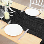 8 Pack Black Cheesecloth Table Runner 120 Inch Boho Wedding Decor - Image 7