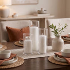 Shihanee 6 Pillar Candles Cylinder Vases,2.6'' X 4.7'', 5.9'', 7.9'',White - Image 4