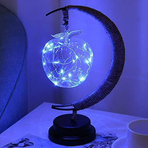 LED Decorative lamp Table lamp 3D Magic Moonlight Wrought Iron Night Light Christmas Home Decoration Birthday Gift USB Power Supply 5.5 * 5.1 * 11 inches （A Blue） - Image 4
