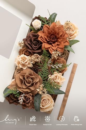 Ling's moment Artificial Wedding Fall Flowers Deluxe Combo, Walnut Brown - Image 6