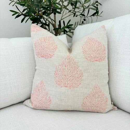 Decorative Pillow Cover French Country Pillow Cover Cottage Decor Floral Block Print, Farmhouse Decorative Cushion Cover, Spring Pillow Cover Line and Loop (Blush Pink) - Image 5