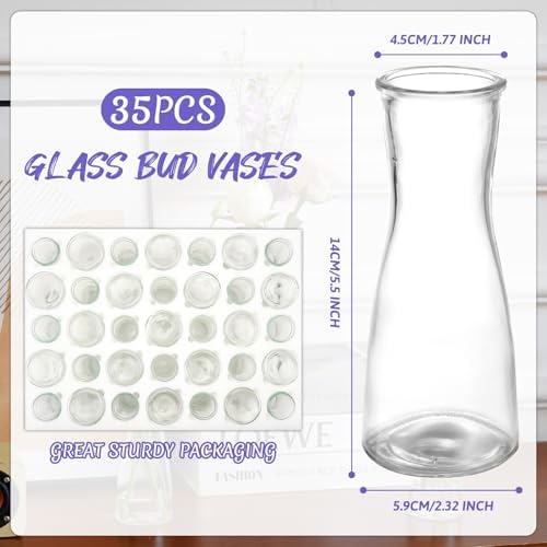 35 PCS Glass Bud Vases for Centerpieces, 5.5" Clear Small Flower Vases - Image 2