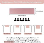 Sugargirl 10 Packs 12 x 72 inches Sequin Table Runner, Glitter Rose Pink Table Runner for Birthday Party Supplies Wedding Holiday Celebration Event Decorations - Image 5