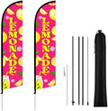 HunnmingRe 2 Set 15ft Pink Lemonade Feather Flag Kit, Large Advertising Swooper Flag Banner with Aluminum & Fiberglass Poles and Ground Stakes, High-visibility Outdoor Sign for Business, Store by HunnmingRe