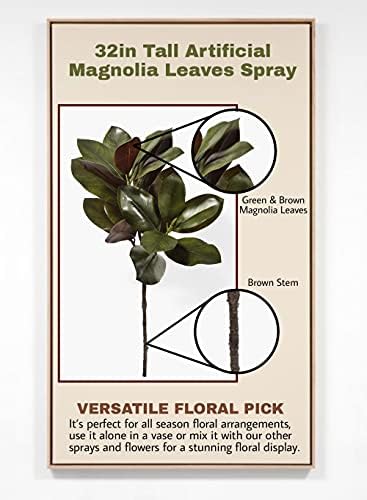 Serene Spaces Living 32in Tall Artificial Magnolia Leaves Spray, Ideal to Hang at Wedding, Store Display, Window Sill, Fall Decor, Perfect Holiday Décor - Image 5