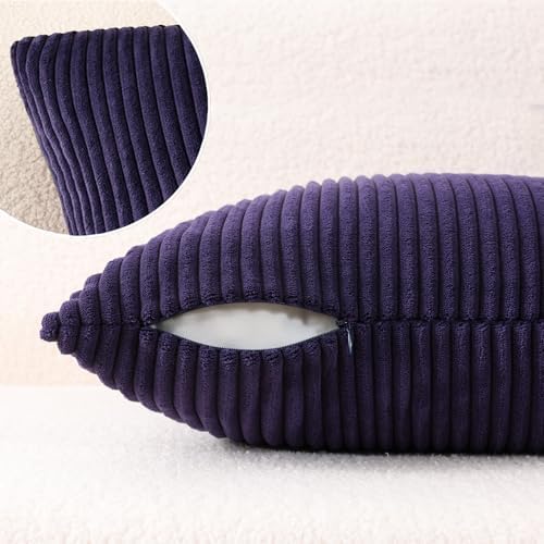 Mecatny Corduroy Decorative Throw Pillow Covers 26x26 Set of 2 Dusty Purple - Image 5