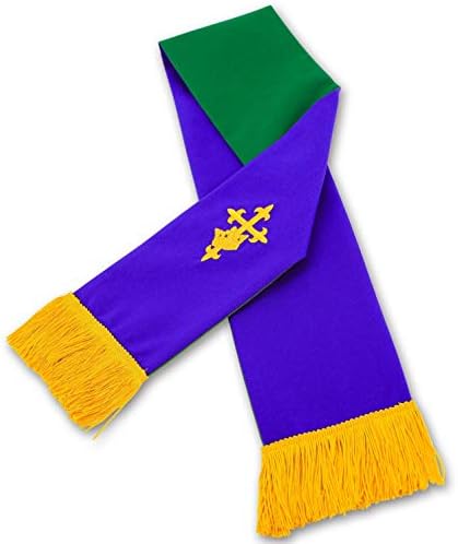 GraduatePro Set of 3 Reversible Parament Set Light Green Purple with Embroidered Cross IHS - Image 5
