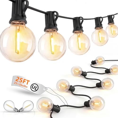25Ft G40 LED Outdoor String Lights Waterproof with 27 Shatterproof Bulbs by Goothy