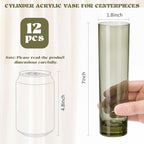 Didaey 12 Pcs Acrylic Bud Vases Green, Cylinder Vase for Rose Centerpieces - Image 3