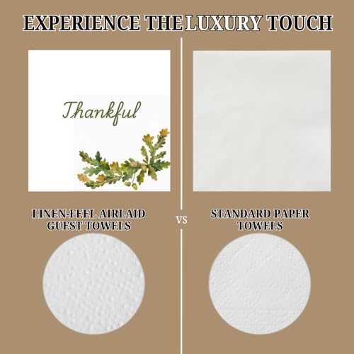 Thankful Cocktail Napkins Printed Airlaid Linen-Feel Disposable Hand Towels for Thanksgiving Fall Holiday Party Buffet & Dinner(80Pack) - Image 4