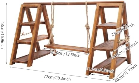Wood 3 Tier Serving Tray - Three Tiered Cupcake Stand Serving Platter Wooden Farmhouse Tiered Tray Party Serving Decorative Tray Decor for Cake Snack Fruit Chips Bread Centerpieces Catering (Brown) - Image 2