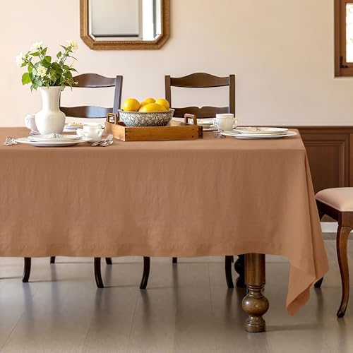 Linen World Linen Tablecloth,100% French Linen Beige Tablecloth 108" x 60" Inch,Washable Rectangular Tablecloth for Dining,Outdoor,Weddings and Restaurants,Decorative Thanksgiving Christmas by LLinenWorld