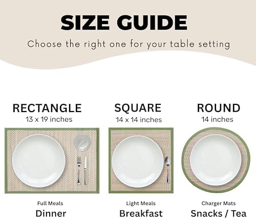 Hausattire Bamboo Placemats for Dining Table Set of 10 Washable 14 Inches Round Square Place Mats Sushi Mats for Kitchen Table Outdoor Parties Farmhouse Easter Decoration - Green - Image 7