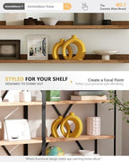 Set of 2 Yellow Ceramic Vases for Home Decor Accents - Unique Hollow Donut Artistic Design Mid-Century Modern Eclectic Style Decorative Vases for Shelf, Mantel, Entryway Table Decor (Matte Yellow) - Image 6