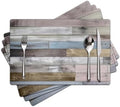 Farmhouse Placemats Set of 4 - Driftwood Faux Leather Heat Resistant Placemat for Dinner Table, Non-Slip Waterproof Oil-Proof Washable Reusable for Indoor Outdoor Kitchen Decor, 15.75In*11.81In by Unknown