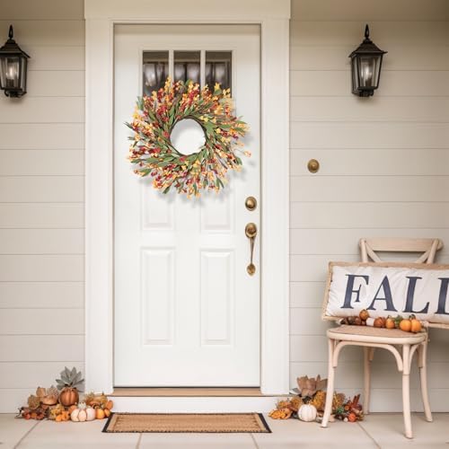 Fall Wreaths for Front Door Outside 24 inch Fall Door Wreath Fall Decorations for Home Decor Autumn Wreath for Fall Front Porch Thanksgiving Harvest Halloween Farmhouse Outdoor Indoors Window Wall - Image 4
