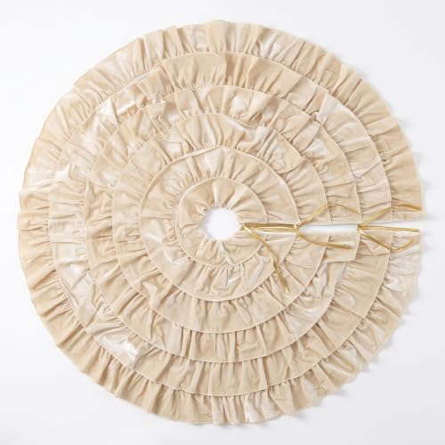 Velvet Christmas Tree Skirt, 48 Inches, 5-Tier Ruffle, White by Vertintong