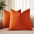 JUSPURBET 28x28 Euro Velvet Throw Pillow Covers Set of 2,Burnt Orange by JUSPURBETHOME