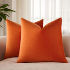 JUSPURBET 28x28 Euro Velvet Throw Pillow Covers Set of 2,Burnt Orange by JUSPURBETHOME
