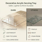 Clear Acrylic Serving Tray with Handles, 17 x 12 Inch Scalloped Decorative Tray for Coffee Table & Ottoman, Perfume & Cosmetics Organizer for Bathroom Vanity & Kitchen, Ideal for Drink & Snack - Image 6