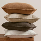MIULEE Neutral Brown Boho Linen Pillow Covers 22x22 Inch Pack of 4 - Image 3